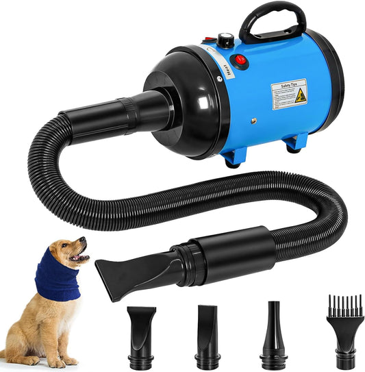 Dog Dryer for Large Dogs, 4.3HP 3500W High Velocity Pet Hair Dryers with Heater for Grooming, Spind Temperature Adjustable Pet Dryer Machine with 4 Nozzles