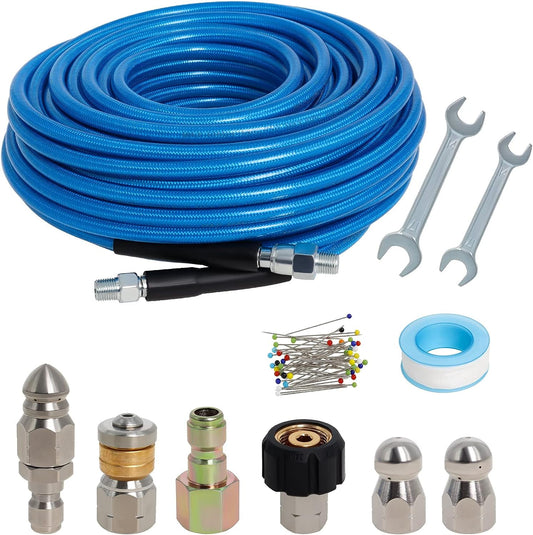 100FT Sewer Jetter Kit, 5800PSI Water Jet Drain Cleaner Hose