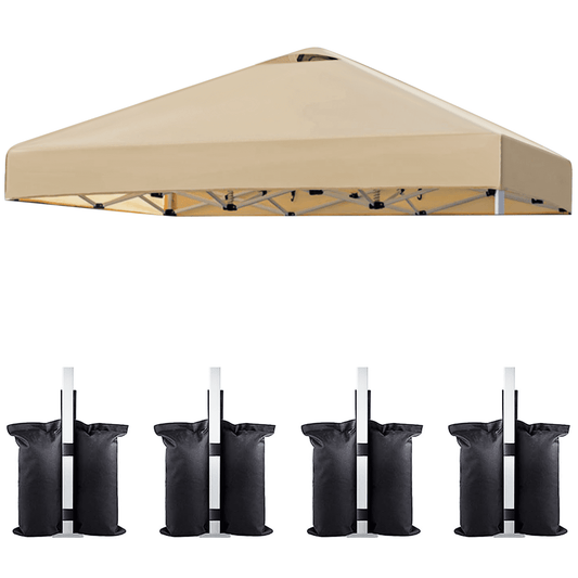 10x10ft Canopy Tent Top Replacement Cover with Bonus 4 Pack Canopy Weight Bags