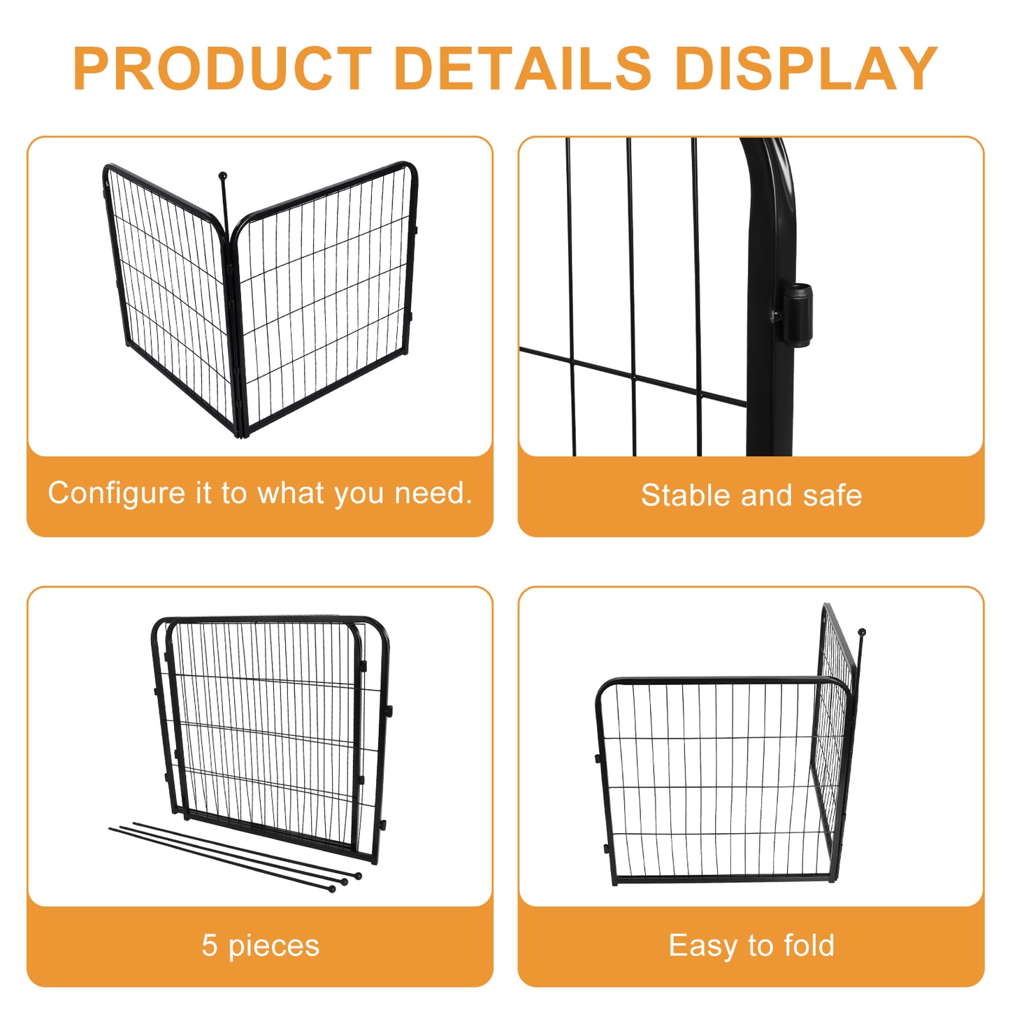 Foldable Metal Exercised Dog Pet Playpen Fence Barrier