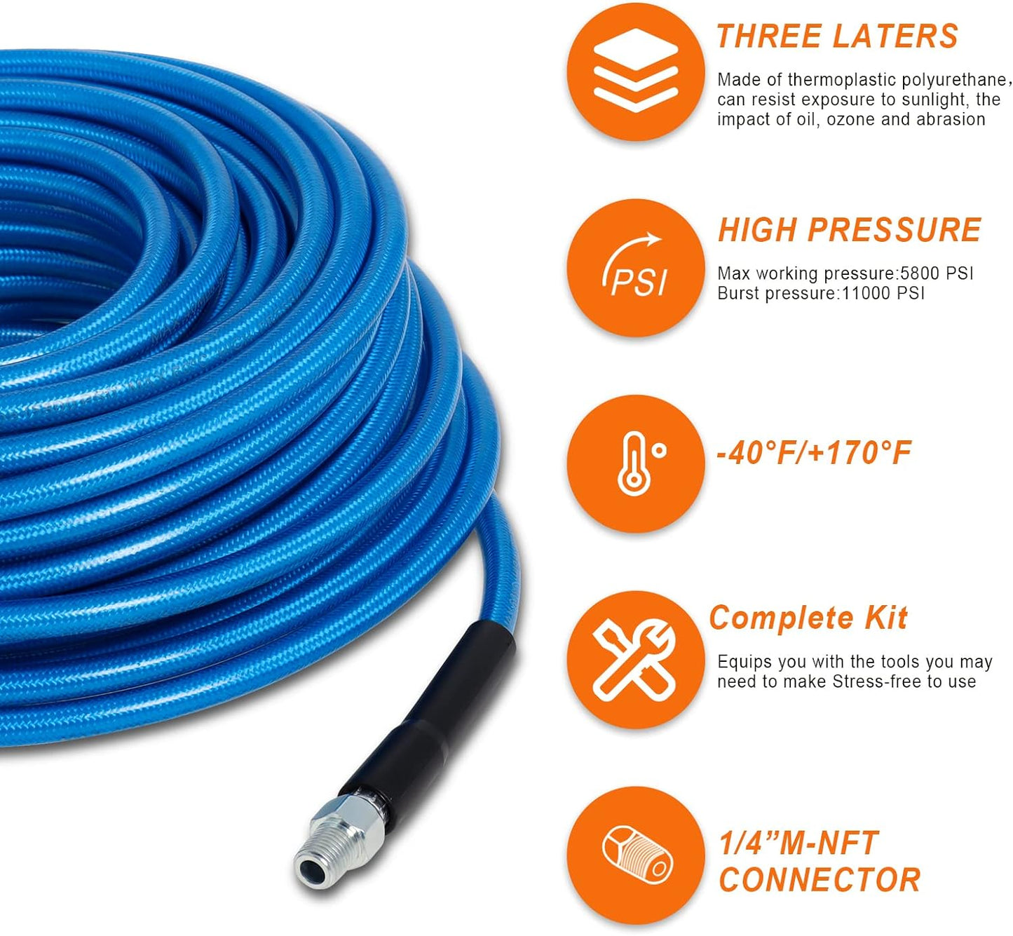 100FT Sewer Jetter Kit, 5800PSI Water Jet Drain Cleaner Hose