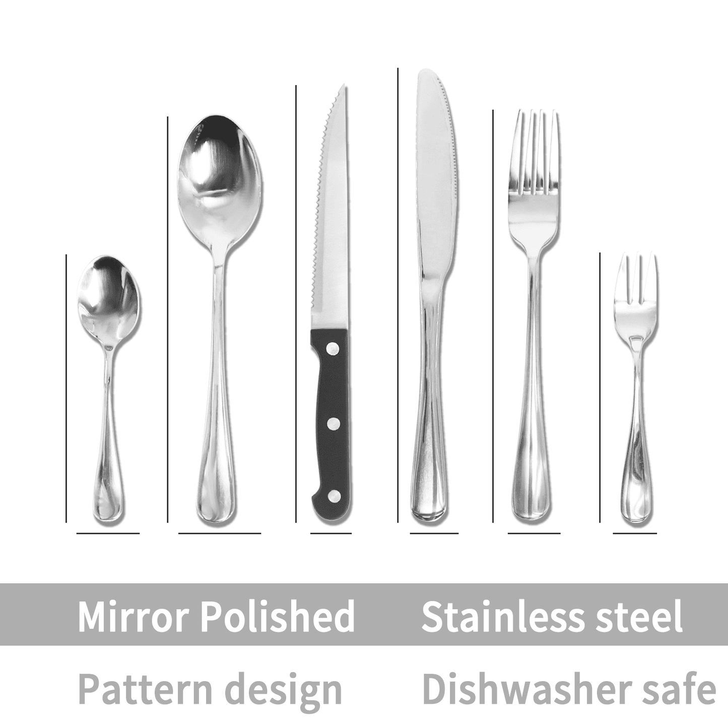 49-Piece Silver Flatware Set with Steak Knives and Dinner Forks - Perfect for kitchens, Picnics, Weddings, and Parties,Dishwasher safe