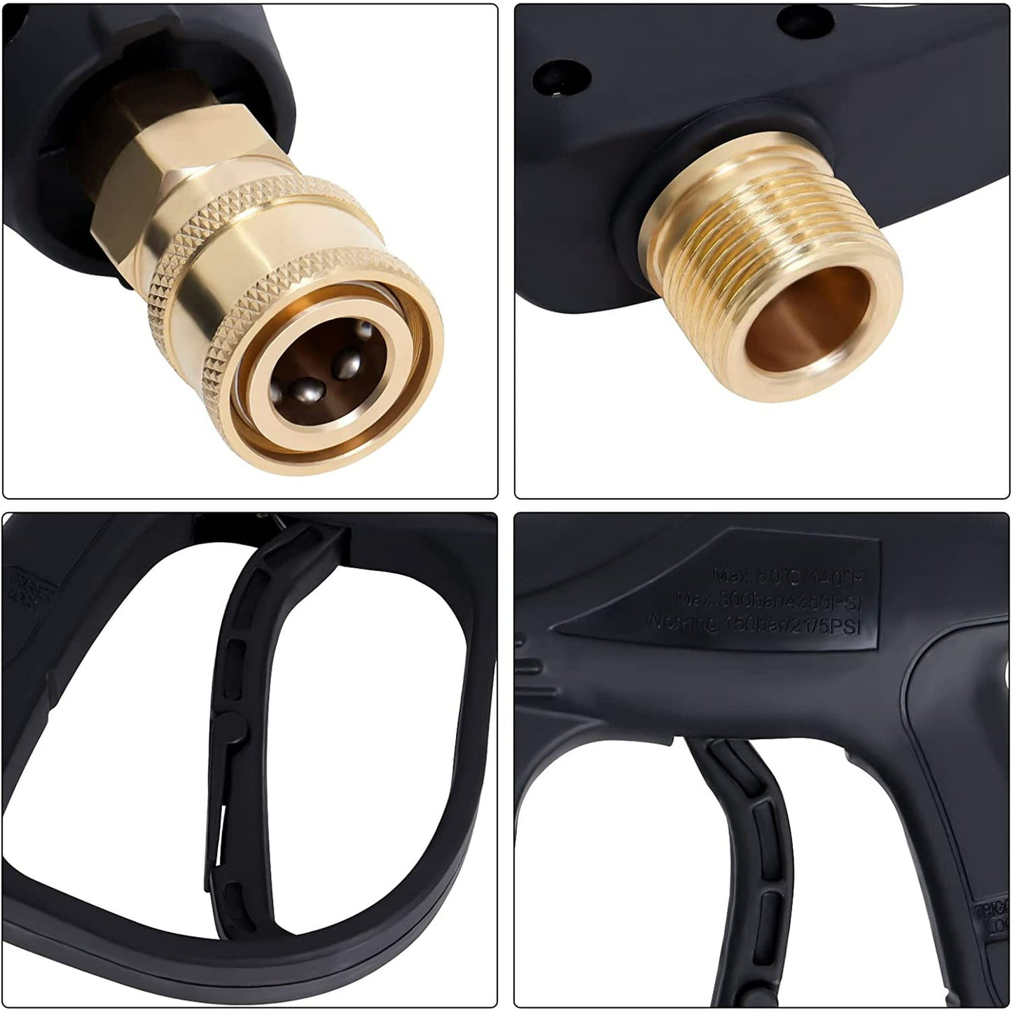 High Pressure Washer Gun Handle Compatible with Karcher, 1/4" Quick Connector & Adapter with 5 Water Nozzle for Car Cleaning