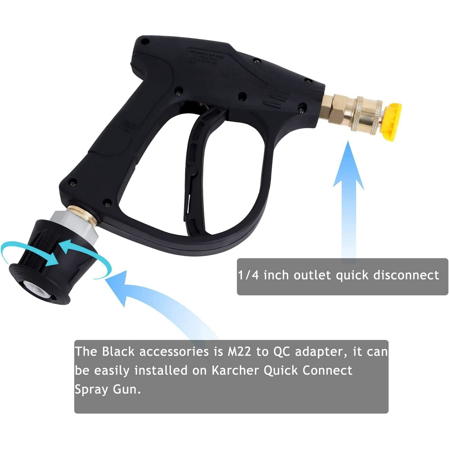 High Pressure Washer Gun Handle Compatible with Karcher, 1/4" Quick Connector & Adapter with 5 Water Nozzle for Car Cleaning