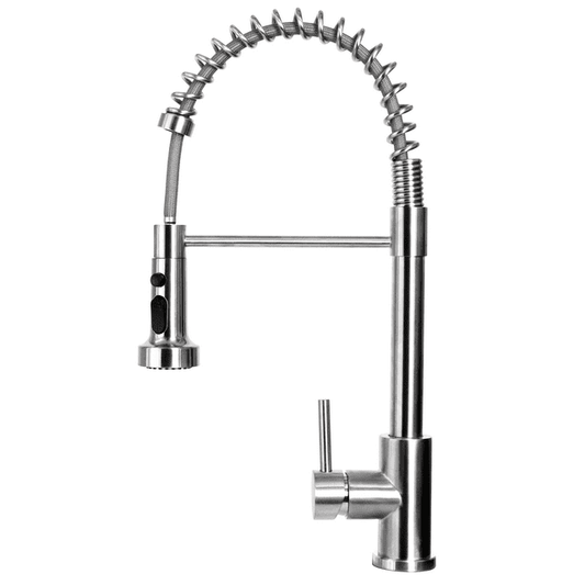 Kitchen Faucet with Pull Down Sprayer, 304 Stainless Steel Dual Function Spray head ,360-Degree Swivel Spring Sink Faucets for Farmhouse Camper Utility Laundry RV Bar