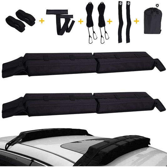 Soft Roof Rack Pads,Universal Car Soft Roof Rack Pad for Kayak Surfboard SUP Canoe Snowboard Paddle Board with Adjustable and Steady Tie-Down Straps