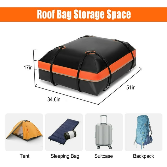 Rooftop Cargo Bag Waterproof ,15 Cubic,with Anti-Slip Mat and Luggage Lock, Attachment to Cars Against Dust, Rain, Snow, Sand